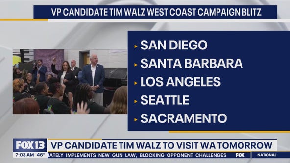 Traffic expected during VP candidate Tim Walz's WA visit