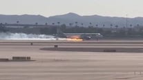 Video: Frontier flight lands in Vegas with fire in one engine